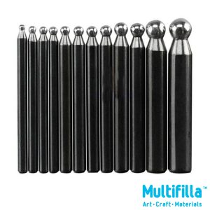 Large 5 Piece Dapping Doming Punch Set 28-45 Mm Forming Metal With Wooden Stand